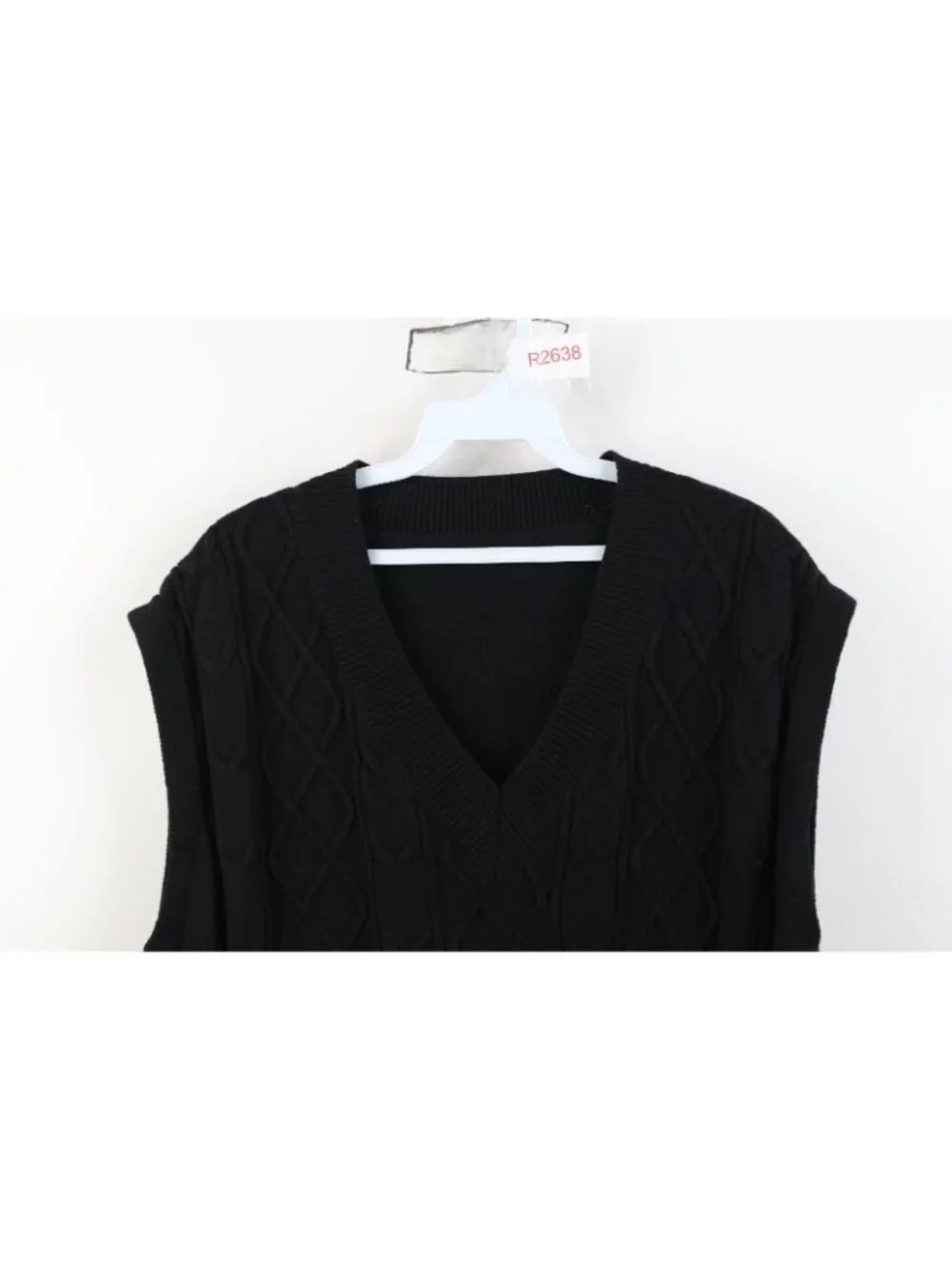 Vintage Y2K Streetwear Mens XL Chunky Cable Knit Fisherman Sweater Vest Black